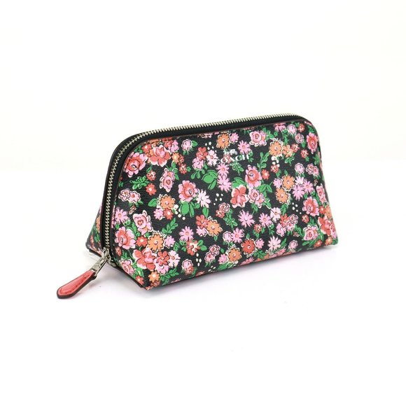 NWT Coach Floral Cluster Domed Cosmetic Pouch Bag Pink Multi - Picture 3 of 7
